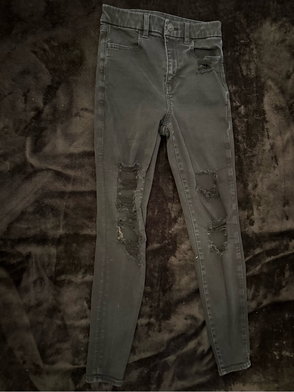 American Eagle Outfitters Black Distressed Skinny Jeans